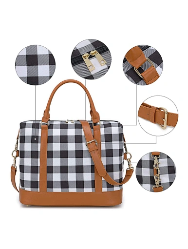 plaid weekend bag leather weekend travel bags