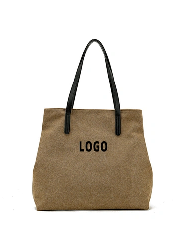 Low Moq Shoulder Fashion Youth Sling Tote Bag Canvas Zipper Extra Large Heavy Duty Women Canvas Tote Bag with Leather Handle