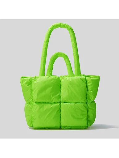 Nylon Quilt Women Puffer Tote Bag