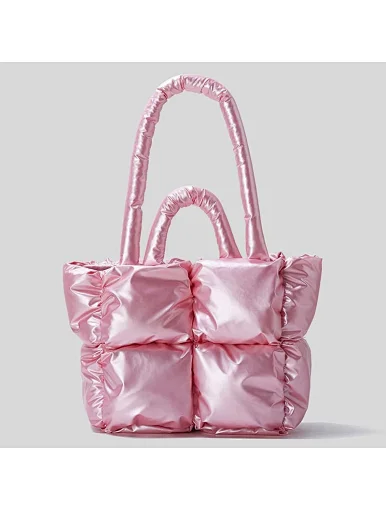 Nylon Quilt Women Puffer Tote Bag
