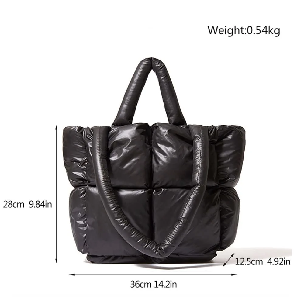 Nylon Quilt Women Puffer Tote Bag