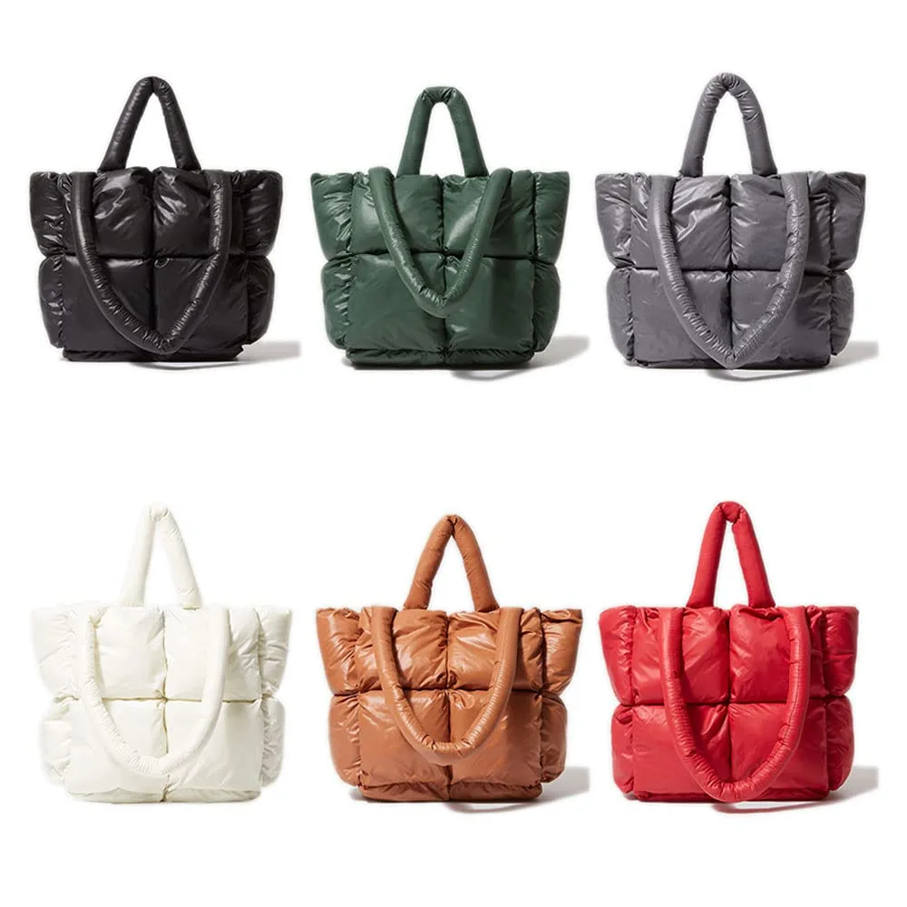 Nylon Quilt Women Puffer Tote Bag