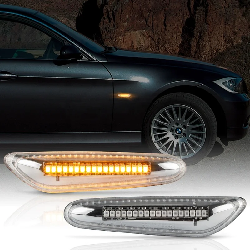Sequential Clear LED Fender Side Marker Turn Signal Light for BMW 3 Series E90 E46 E36 E60