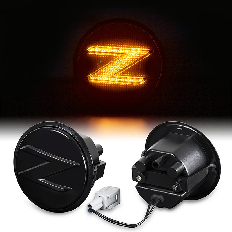 2xVersion design For Nissan 370Z Dynamic Smoked Lens LED Side Marker Light 2009-2015