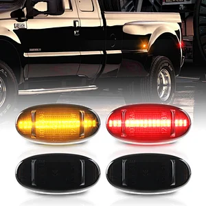 4PCS for Ford F350 F450 Super Duty 2011-2018 LED Front/Rear Dual  Fender side marker Light Smoked lens