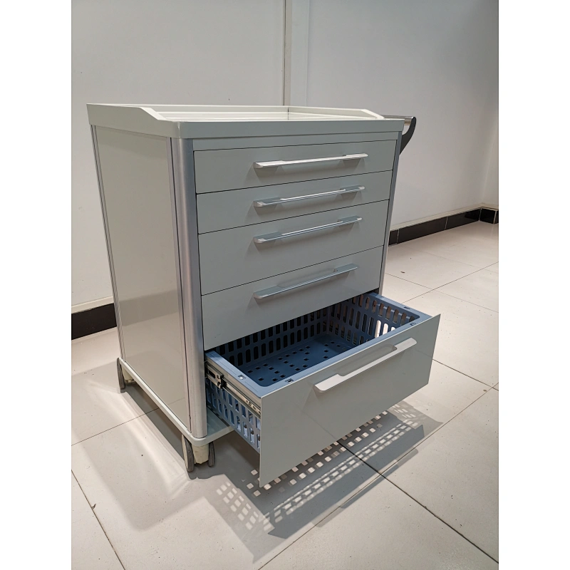 Medication Cart with Lock in Powder Coated Steel