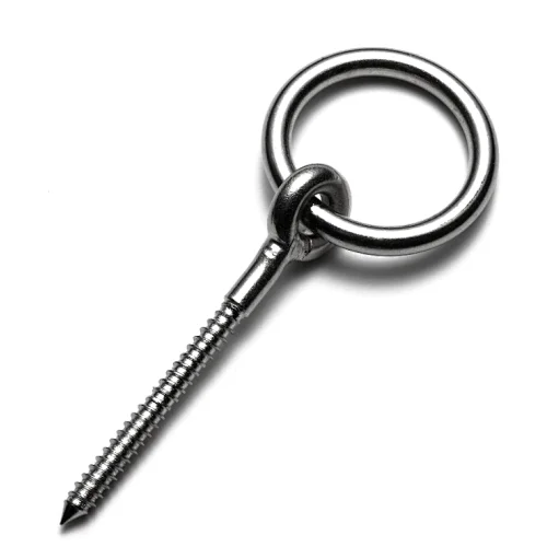 SS WELDED WOODEN THREADED EYE WITH ROUND RING MS0507