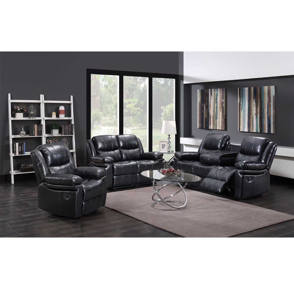 Black leather best sale electric recliner sofa