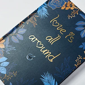 B5 special paper cover with golden foil and printing business notebook