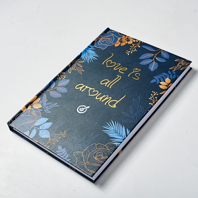 B5 special paper cover with golden foil and printing business notebook