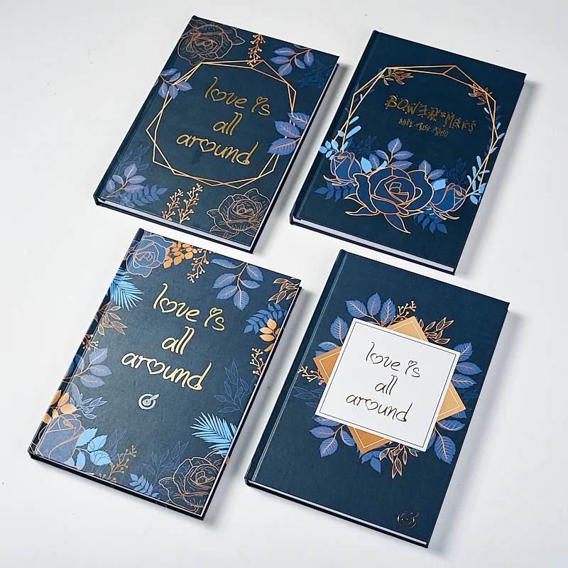 B5 special paper cover with golden foil and printing business notebook