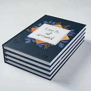 B5 special paper cover with golden foil and printing business notebook