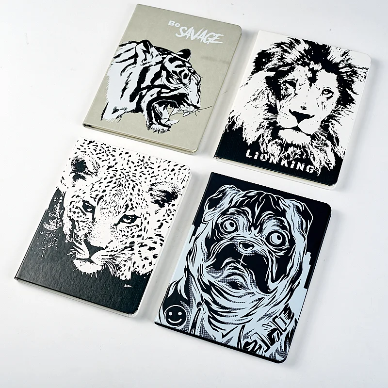 school notebook with animal printing