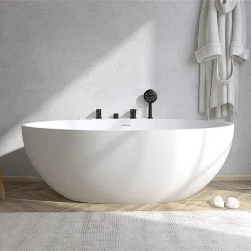 Solid surface stone resin freestanding bath