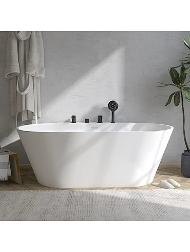 Solid surface stone resin freestanding bath