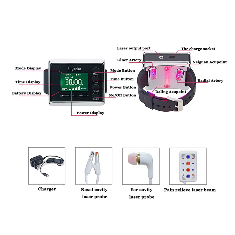 Medical lllt machine cold laser treatment watch semiconductor laser therapy device for diabetes