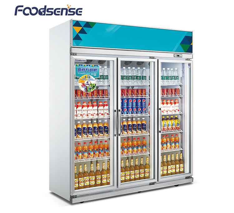 China Professional CE Certification 3 Doors Cooler Cold Beverage Showcase Display Refrigerators