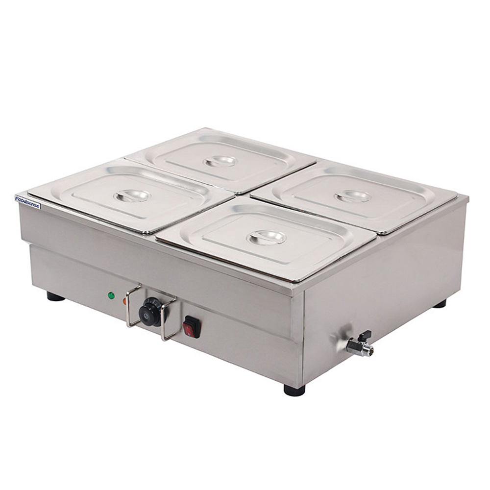 Stainless Steel Heated Bain Marie Trays 1.5KW 4-Pan Bain Marie
