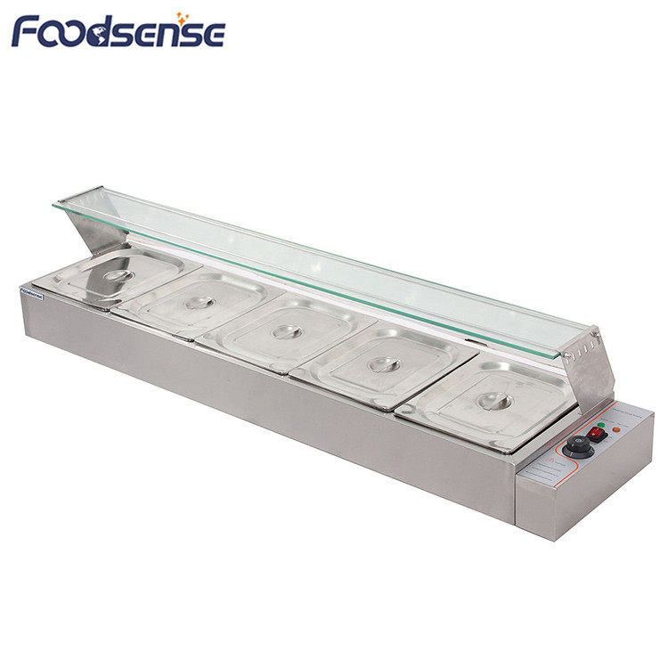 China Professional Hot Food Display Bain Marie,5 Pans Stainless Hot Bain Marie Stainless Counter