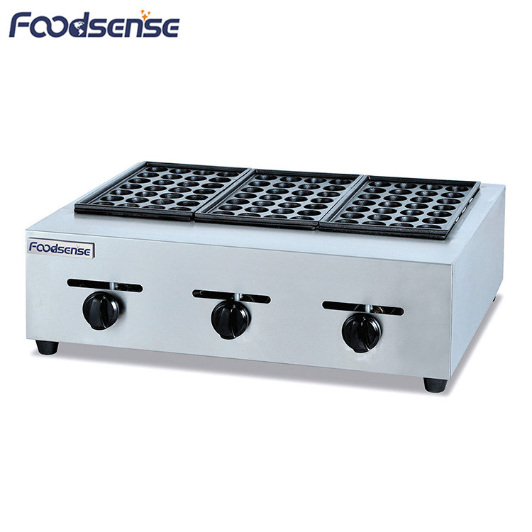 Guangdong Supplier 12 Months Warranty 3-Head Portable Gas Grill Takoyaki Fishball Machine