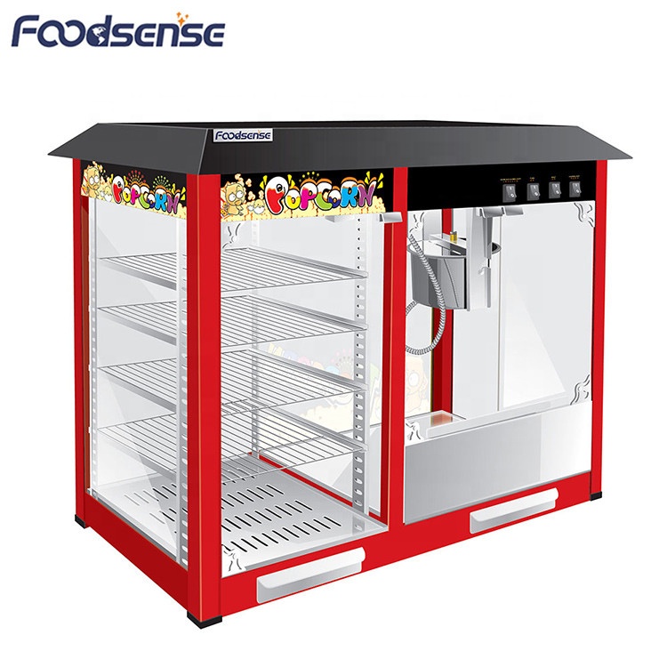 China hot saling commercial popcorn machine/popcorn maker machine and warming showcase used for market/shop