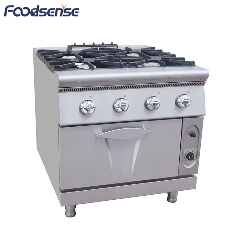 CE Certificate Stainless Steel Commercial Gas Cooking Range with 4 Burners With Oven