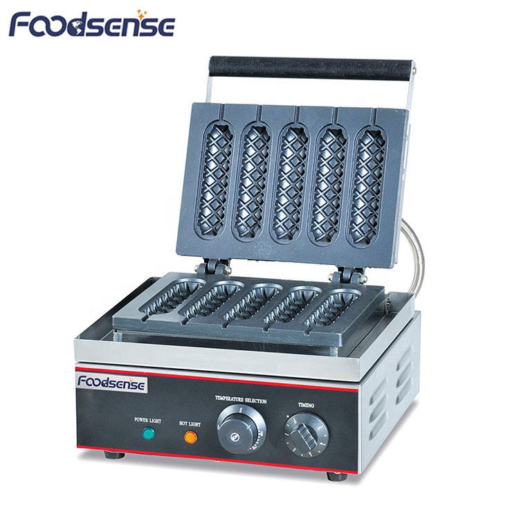 Commercial five parts crisp maker machine, commercial hot dog waffle stick maker/hot dog lolly waffle maker machine
