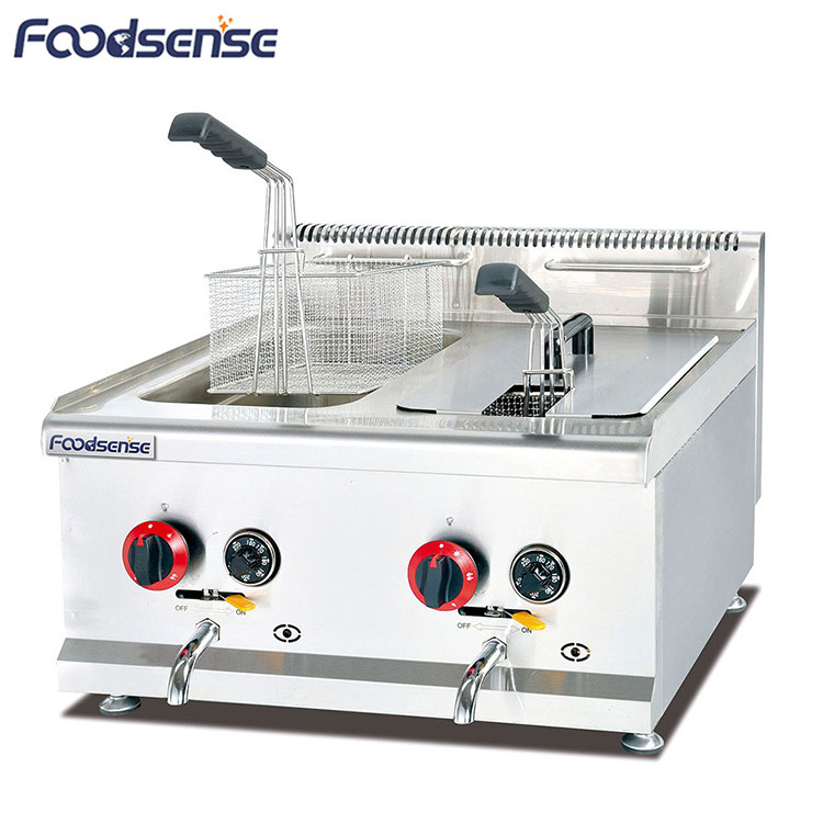 Commercial 2-Tank 2-Basket Gas Fryer Fries Fryer,Pork Rinds Fryer,Automatic Fryer Machine