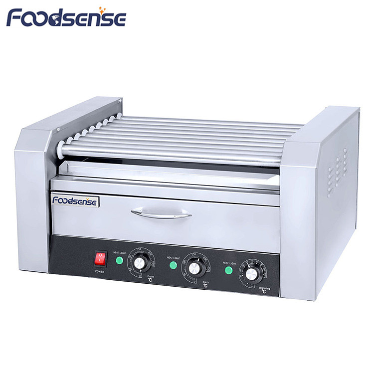 9-Roller Hot Dog Grill Broiler Machine,Hot Dog Roller With Bun Warmer