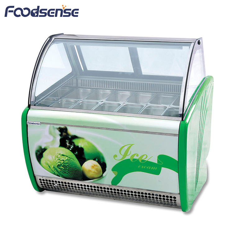 Dynamic Cooling Oval Glass Mini Ice Cream Scoop Display Supermarket Showcase Freezer