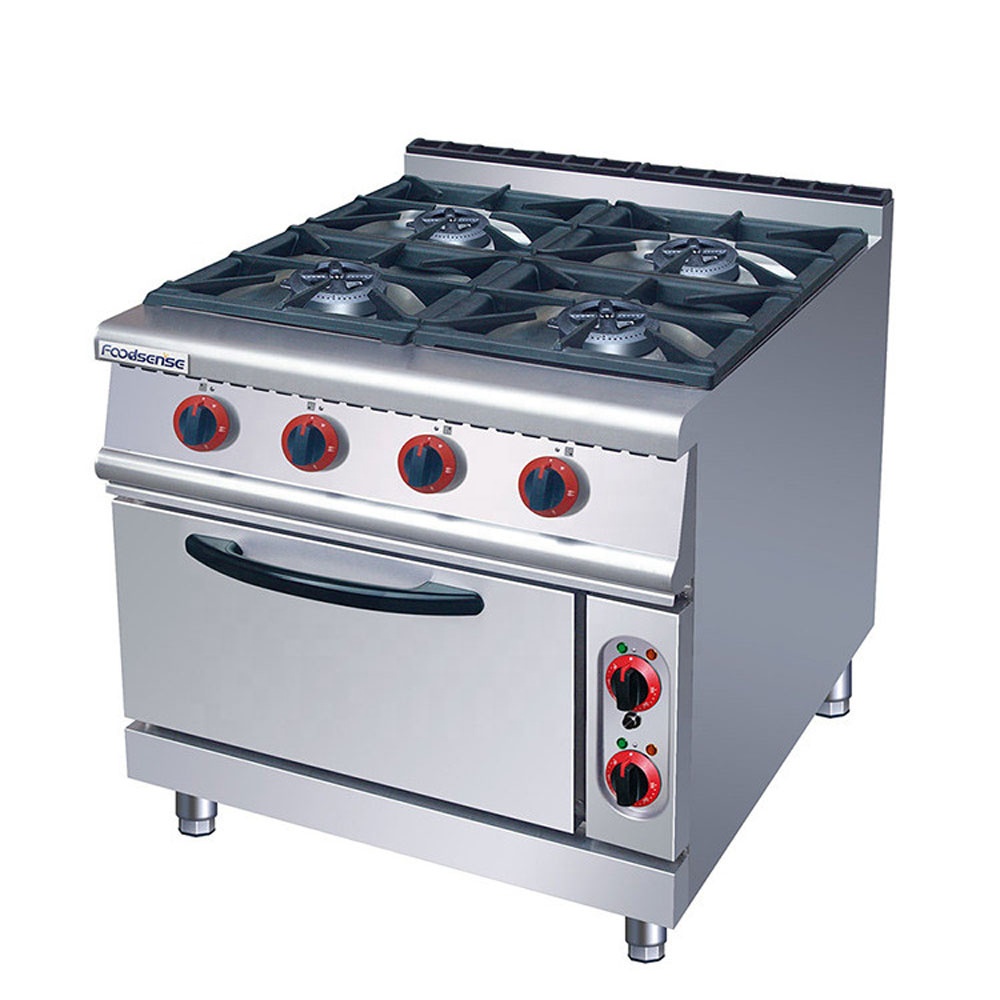Commercial restaurant 4-burner gas range with oven