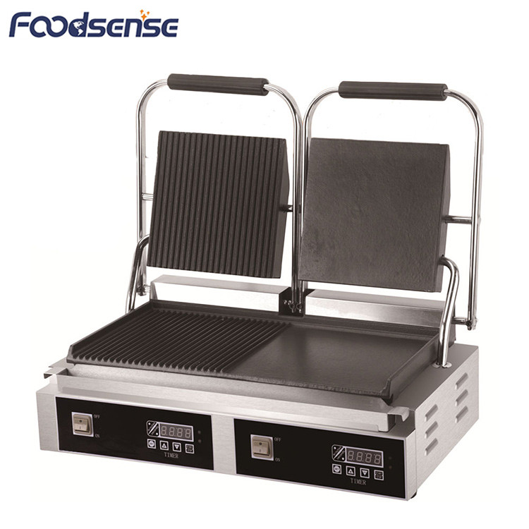 Industrial Tough Screen Control Double Panini Grill,Panini Sandwich for Griller
