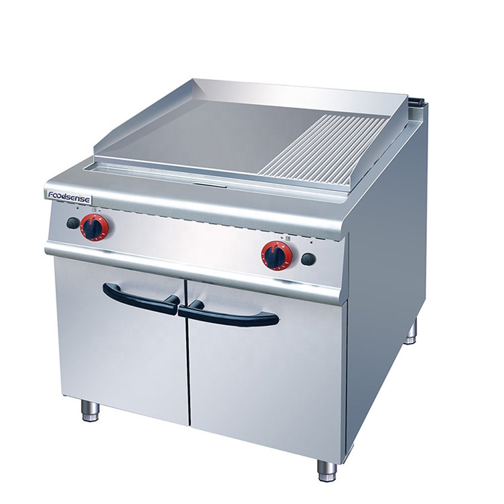 Commercial restaurant gas griddle,2/3 flat &1/3 groovrd with cabinet