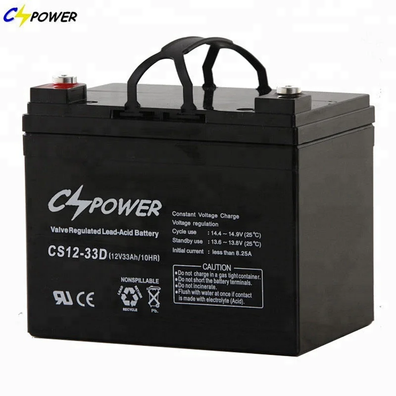 CSPOWER Solar AGM VRLA 12V 33Ah Rechargeable Battery for UPS