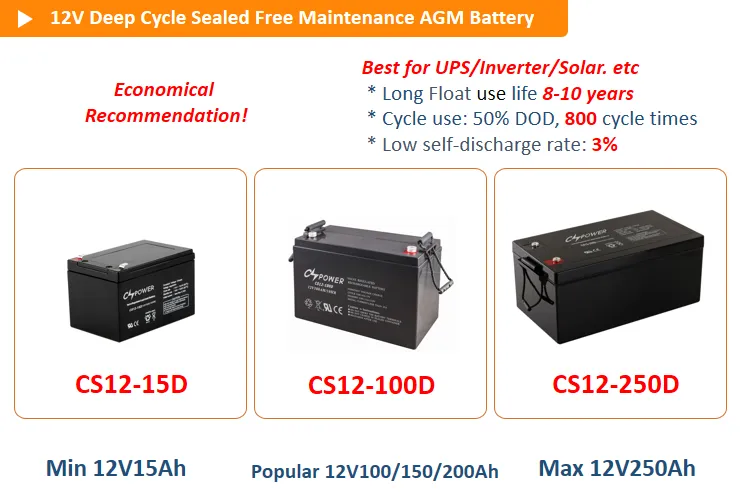 12V CS series AGM solar deep cycle battery