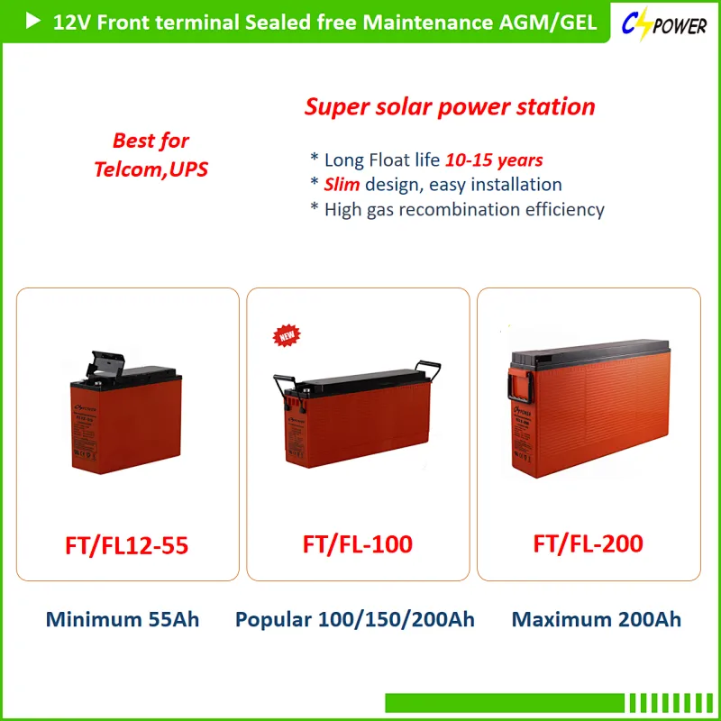 Eco-friendly Front Terminal 12V 150ah Front Access Solar Gel Battery