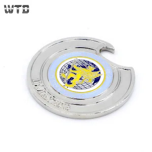 Metal challenge military silver coins with opener