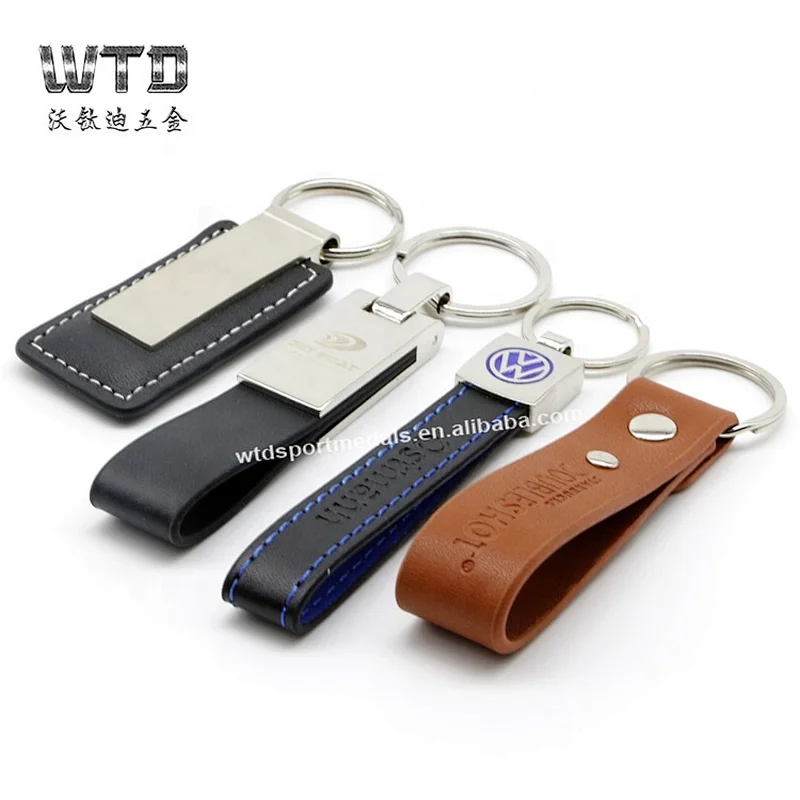 brown pu leather keychains
