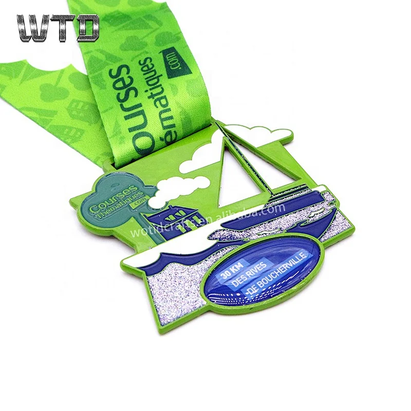 green glitter medal with epoxy sticker