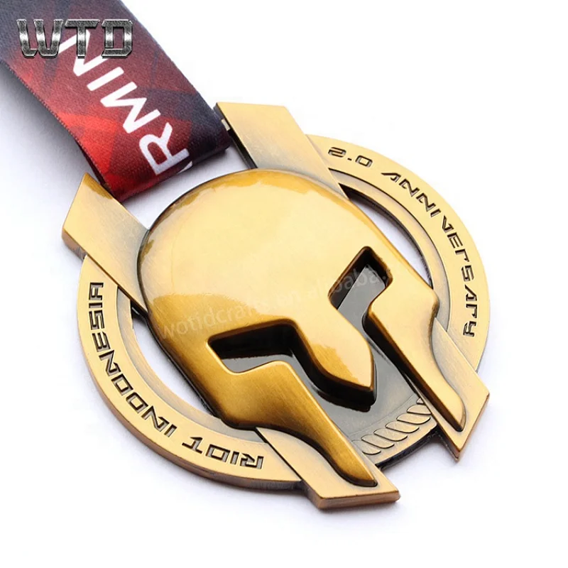 Amour Helmet Shape Antique Gold Medals