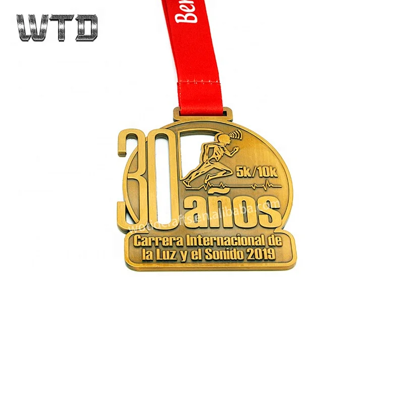 5K finisher antique silver metal medal