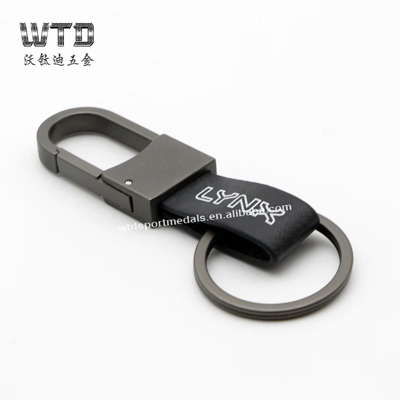 custom metal keychain with leather