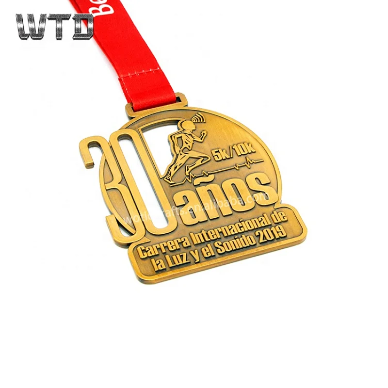 5K finisher antique silver metal medal