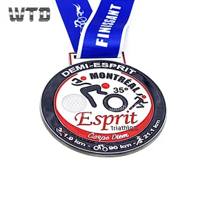 triathlon finisher gun black medal