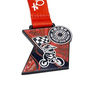 riding cycling race medal with ribbon