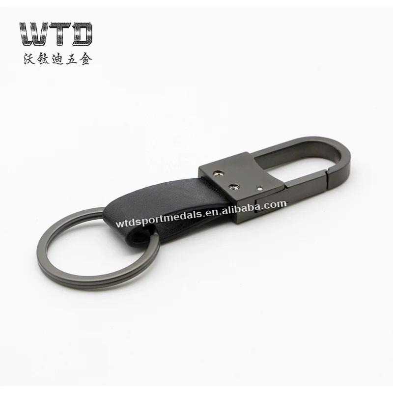 custom metal keychain with leather