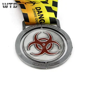 zombie antique silver spinning medal