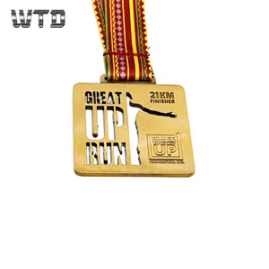 half marathon sports medal with ribbon