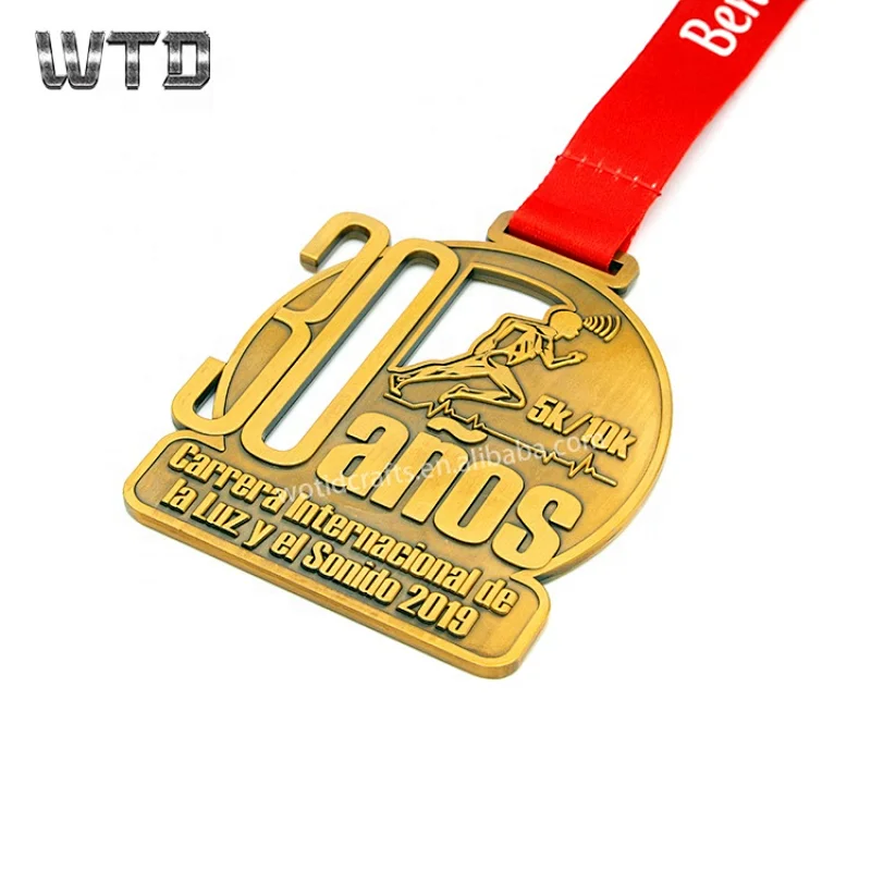 5K finisher antique silver metal medal