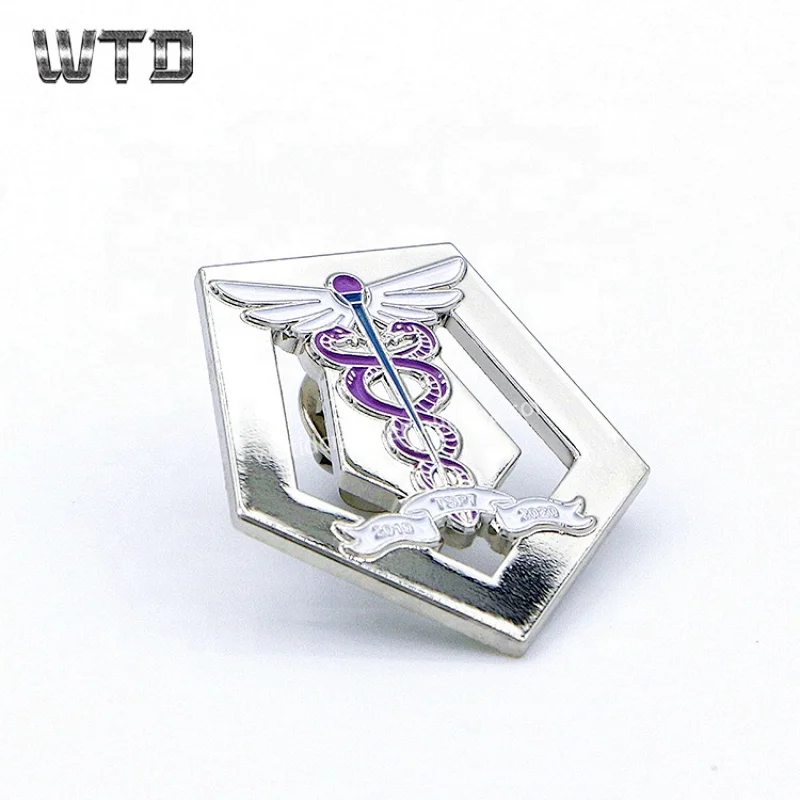 Silver metal badges